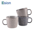 Customized Retro Nordic Style Silk Printing logo 12 oz Ceramic Coffee Mug Handpainted Stoneware Tea Cup