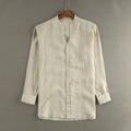 2024 Spring Summer Luxury Linen Men'S Long Sleeve Shirts Casual Men Shirt V-Neck Casual Vacation Men Luxury Shirt