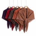 Fashion Women Malaysia Chiffon Islamic Solid Colors Muslim Head Wrap Scarf Rhinestone Premium Square Scarves Hijab