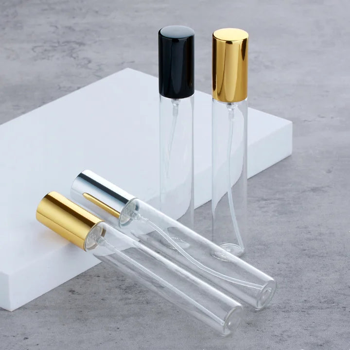 15ml Gold Silver Black Fine Mist Cosmetic Packaging Transparent Glass Spray Bottle Refill Perfume Bottle