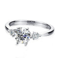 925 Sterling Silver Moissanite Minimalist Six-Prong Geometric Ring Luxury Everyday Wear for Engagement Gift or Anniversary
