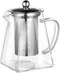 Home Glass Teapot with Stainless Steel Heated Container Tea Pot clear Kettle Square Filter Baskets