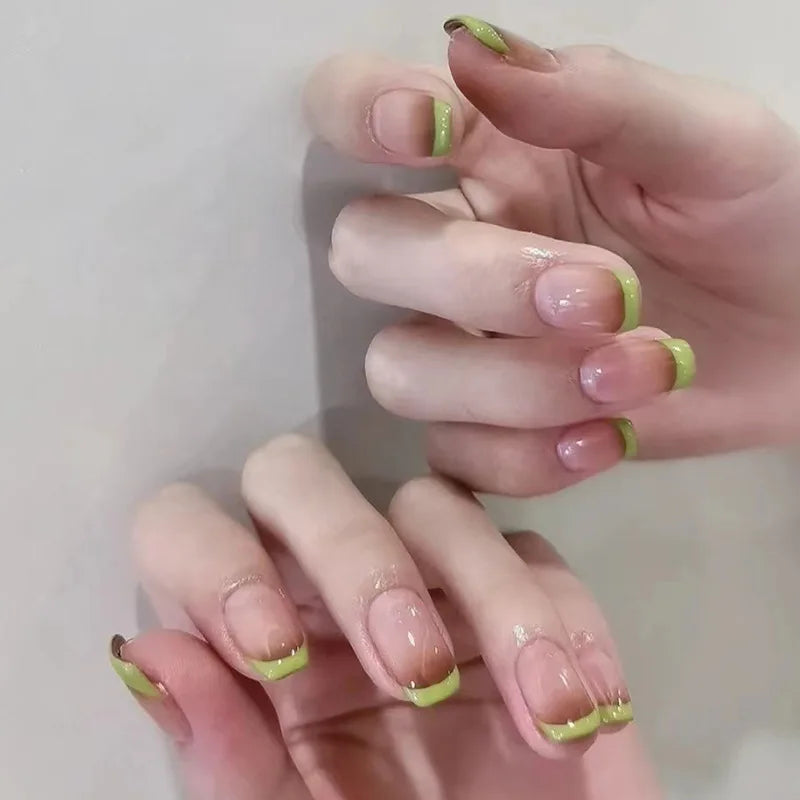 New Fashion Design French Square Press Ons Pre-glue False Nail Private Label Custom Press on Nails Wholesale Nails
