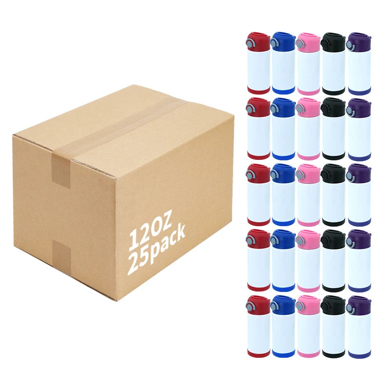 Hot Selling Thermos Kids Bottle Sublimation 12oz Vacuum Stainless Steel Water Bottles with Straw for Student Mix Colors