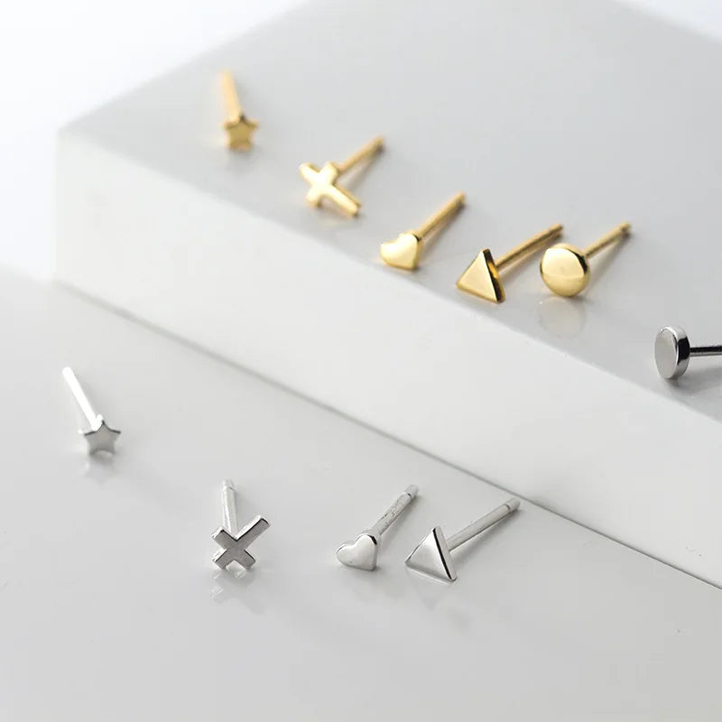 S925 Sterling Silver Korean Mimi Classical Star Round  Ear Studs for Women