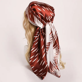 Custom Polyester Silk Scarf Women Summer Satin Hijab Scarfs 90*90cm Square Neckerchief Headband Bandana Femme