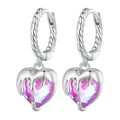 925 Sterling Silver Melted Love Fine Dangle Earrings Pink Heart Drop Ear Buckles for Women Romantic Birthday Gift Jewelry BSE833