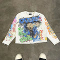 OEM Street Wear Custom Dtg Printed Men's 260 280 Gsm Crew Neck Cropped French Terry Cotton Long Sleeve t Shirt Graphic T-shirts
