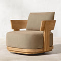 New Model Luxury Modern Teak Wood Outdoor Lounge Swivel Chair with Water-Proof Cushion for Hotel & Villa Courtyard Use