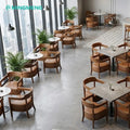 Economic Simple Wooden Dining Table Set With 4 Chairs Coffee Table Set and Chairs