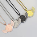 Angle Wing Necklace Inlaid with Diamonds Setting Gemstone Resin DIY Blank Base Pendant Jewelry Accessories Making Necklace