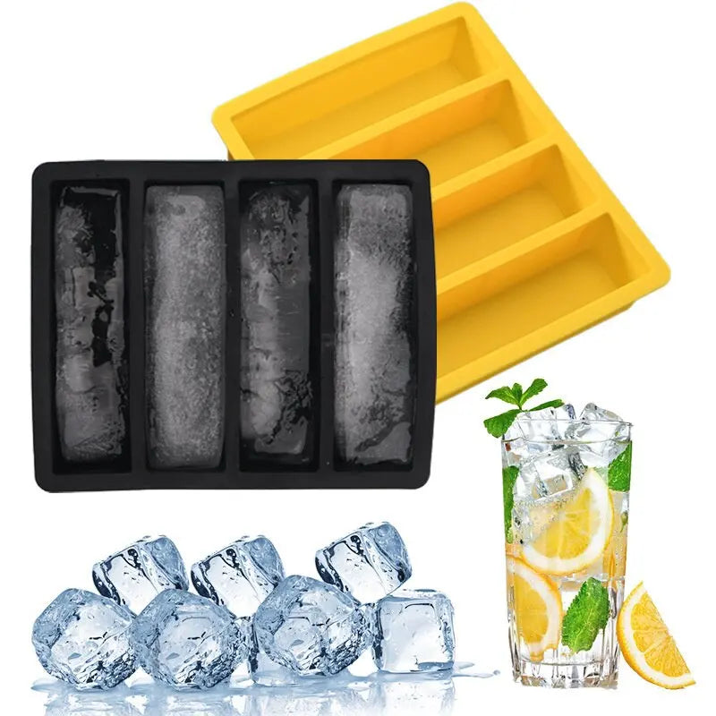 4 Cavities Ice Trays Mold Easy-clean Silicone Large Ice Cube Tray Reusable Long Ice Cube Tray Food Grade Silicone Custom Logo