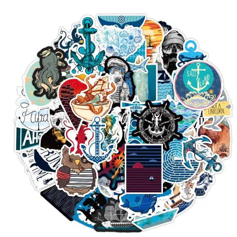 E-50pcs Navigator Cartoon Personality Graffiti Stickers for Phone case Suitcase Electric Waterproof Wholesale