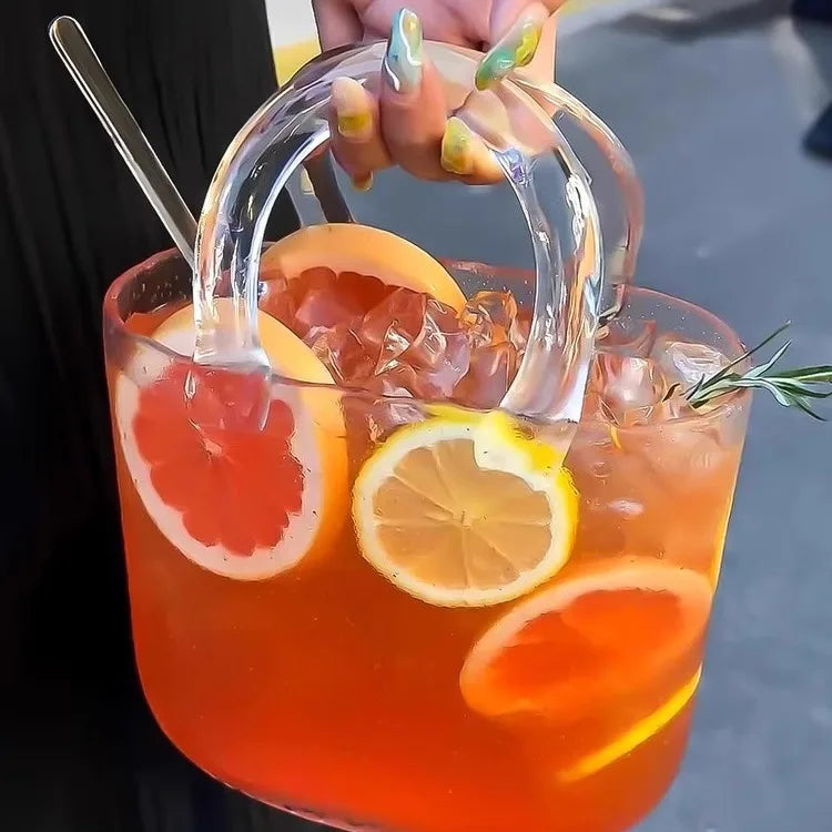 Portable Modern Glass Drinkware Set with Large Capacity Tray for Light Intoxication Home Use Party Not Dishwasher/Microwave Safe