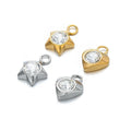 20pcs Stainless Steel Heart-Shaped Star Zircon Charm Pendants for DIY Earrings Necklace Materials Making Wholesale Jewelry