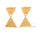 European and American Ins 18K Gold Stainless Steel Geometric Textured Triangle  Design Female Stud Dangling Earrings