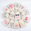 Eco-Friendly Custom Logo Hangover Recovery Kit Bags for Hen Parties Drawstring Cotton and Linen Gift