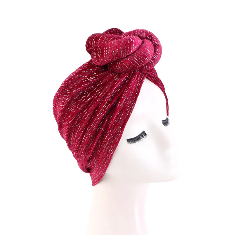 Custom Bling Bling Bandada Top Knotted Turban Headwrap Headscarf Velvet Knot Turban Hats for Women
