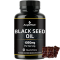 AegleWell Cold Pressed Black Seed Oil Gummies 1050mg Vegan Friendly Non GMO Supports Digestive & Skin Health