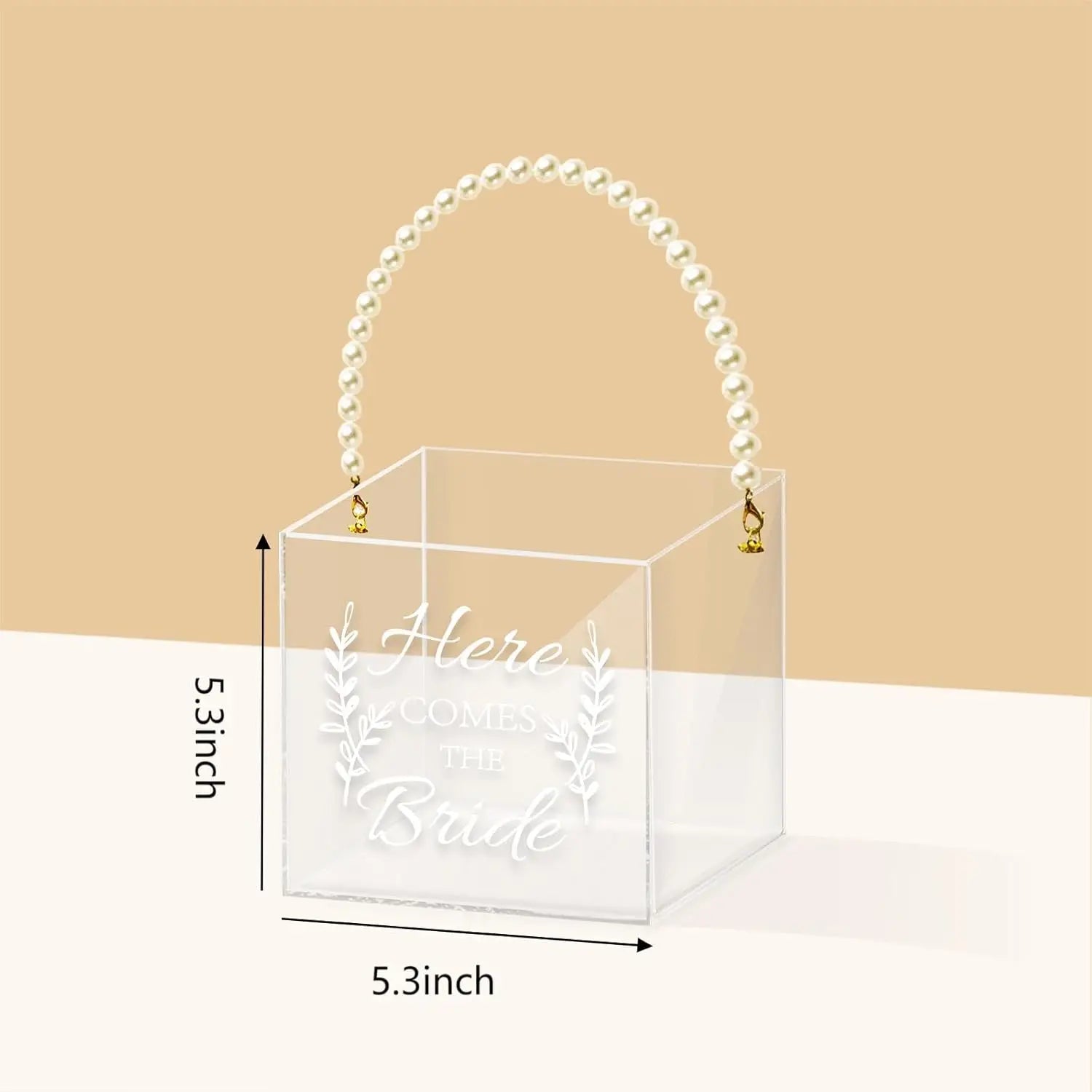 Clear Acrylic Flower Girl Baskets with Pearl Handle for Weddings Elegant Display Racks for Here Comes the Bride