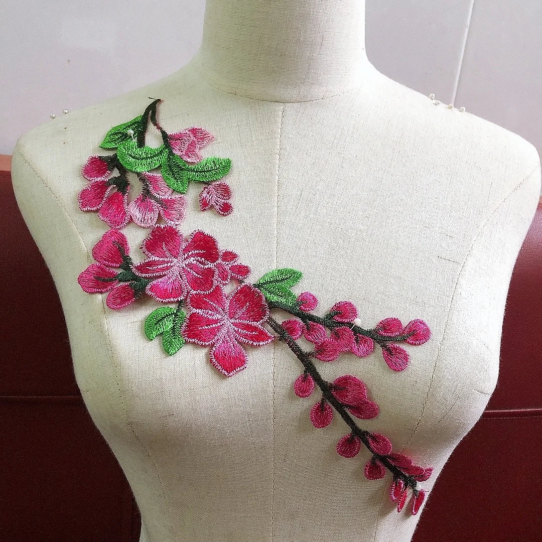 Latest Women Dress Decorative Water-soluble pink Sewing Flower Lace Appliques LT2503A
