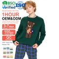 2022 Hot-selling Custom Logo Jacquard Cute Bear Design Knit Women Vintage Winter 100% Cotton Free Pullover Crew Neck Sweater