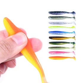 NEWUP 5/7/9cm Soft Fishing Baits T Tail Wobblers Artificial Double Color Silicone Fishing Lures