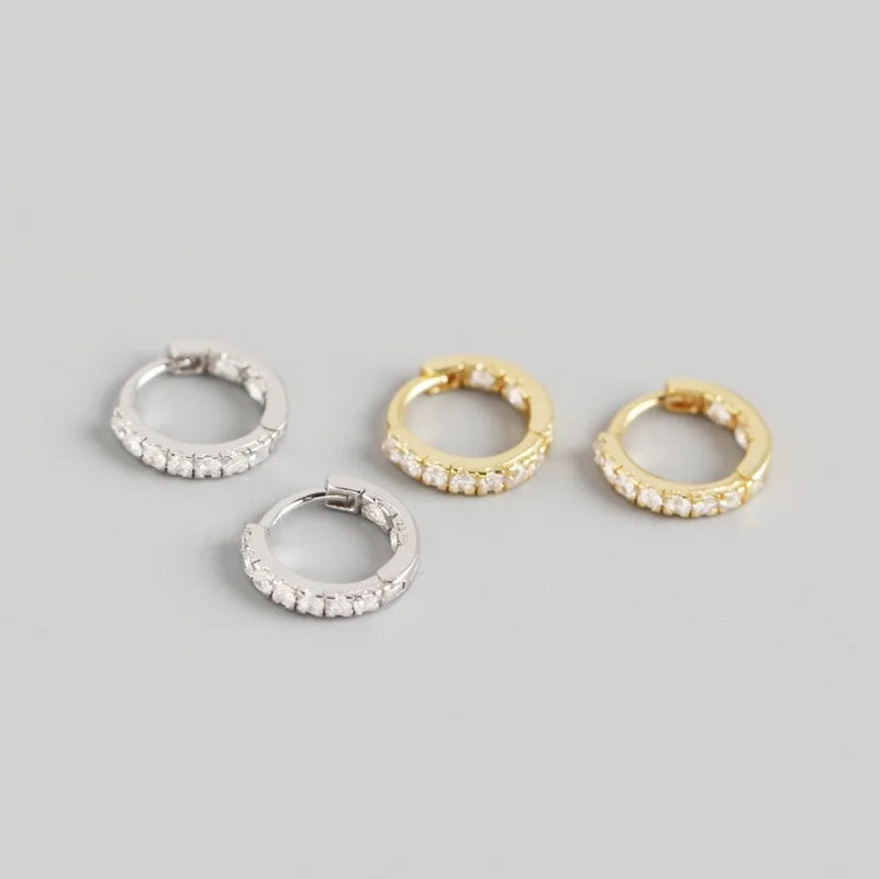 2022 NEW Fine Jewelry 925 Sterling Silver Hoop Earrings Set Mini Small Zirconia Diamond 18k Gold Plated Earrings for Women