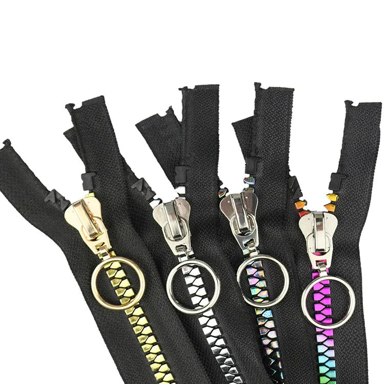Fashion Brand Coat Case and Bag Stock 8# Resin Triangle Teeth Zipper Resin Gilded Rainbow Multi-color Zipper
