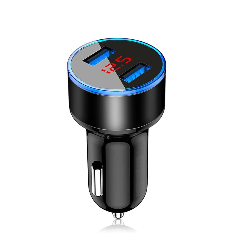 Factory Price 5V 3.1A Dual USB Car Charger with LED Display Universal Phone Car-Charger for Mobile Phone Tablet