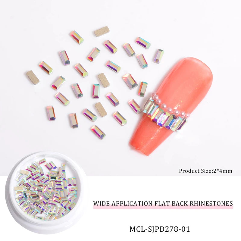 Rectangle Point Foiled Back Glass Stone Faceted Crystal Rhinestones Nail Art Decoration DIY Jewelry Making Beads