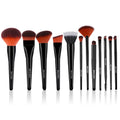 GRACEDO Hot Selling 12pcs Black Powder Face Luxury Brown Synthetic Fiber Professional Makeup Brush Set Concealer Shaving Brush