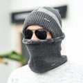 Wholesale Unisex Fashion Fleece Lining Winter Men Beanie Hat and Scarf Set