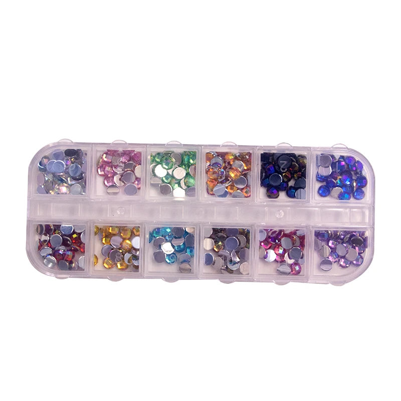 Factory Price Plastic Waterproof 3D Nail Art Decoration Accessories with Heart Shape 12 Colors for Salon Use
