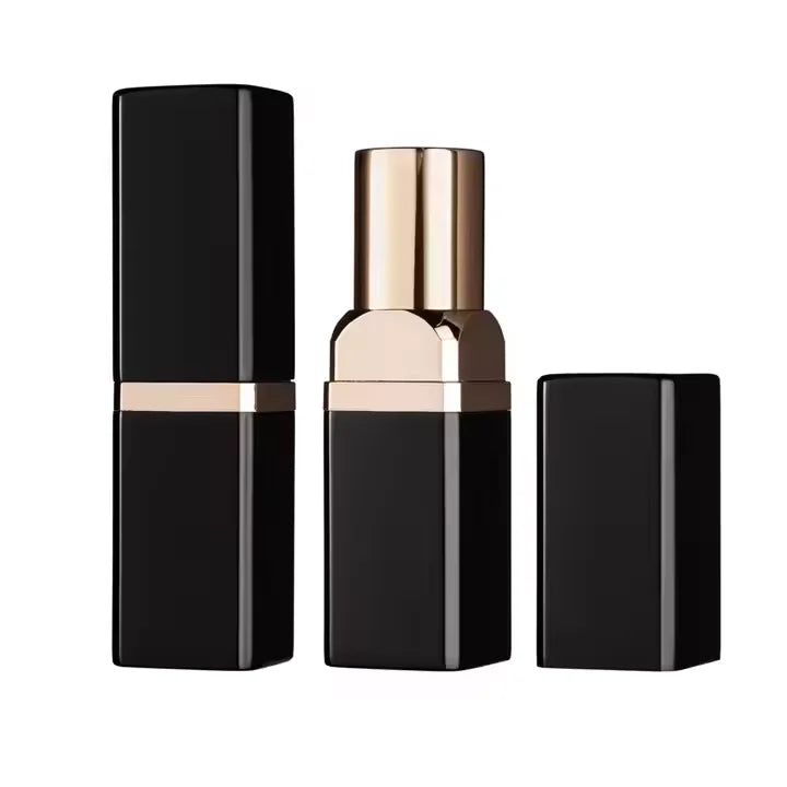 Black Square DIY Cosmetics Packaging Cross Border Hot Spot Red Lipstick Tube Empty Metal Tube