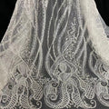 HY1784 New French Style White Sequin Lace Bead Sequin Fabric With Small Pearl Wedding Dress Evening Dress Material Pajamas