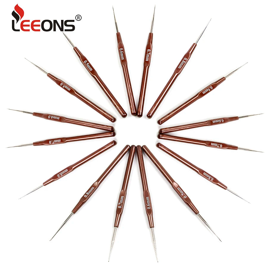 Leeons 0.5/0.6/0.7/0.8mm Wholesale Dreadlocks Tool Aluminum Crochet Hook with Plastic Handle Hook Needle for Loc Hair Extension MegaBDM