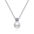 S925 Sterling Silver Charm Necklace with 30 Moissanite Genuine Freshwater Pearl Geometric Design Women's Jewelry Certified MegaBDM