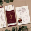 Creative Design Visa Travel Theme Passport Wedding Invitation Letter Engagement Party Invite Cards with Passport RSVP Suite MegaBDM