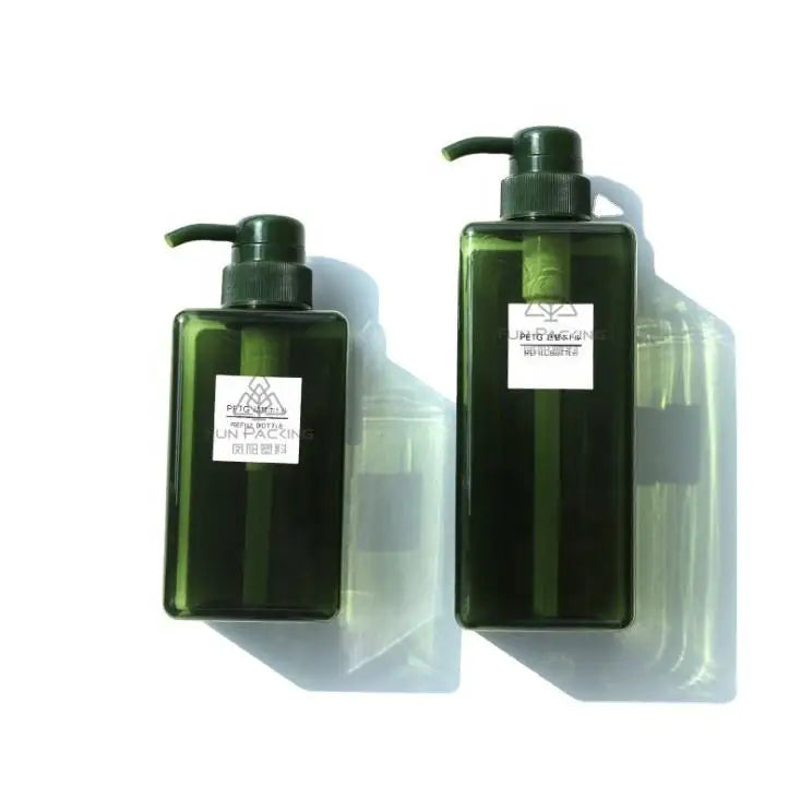 Empty 450ml Pet Plastic Shampoo Shower Gel Lotion Square Pump Bottles for Shampoo and Conditioner