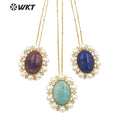 WT-MN979 New Light Luxury Design Natural Gemstone Pendant Pearl Zircon Exquisite Charming Pendant Natural Gemstone Necklace