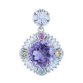 Factory Wholesale Rhodium Plated 925 Sterling Silver Round Cut Natural Amethyst Pendant for Women Birthday Gift Daily Wear