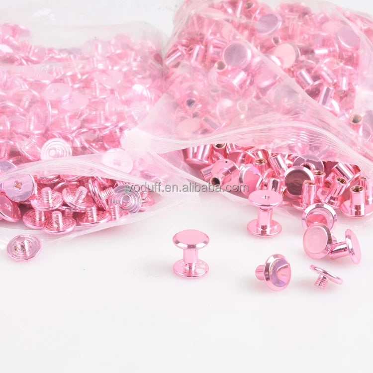 10x4x6mm Light Pink Handbag Stud Rivet Leather Belt Chicago Screw Rivets Button