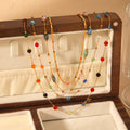 Bohemian Style Colorful Natural Stone Beaded Chain Stainless Steel Necklace Women's Clavicle Chain No Tarnish
