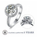 Abiding Custom White Gold Plated Halo Engagement Wholesale Price 1CT Moissanite Diamond Ring 925 Silver Ladies Rings