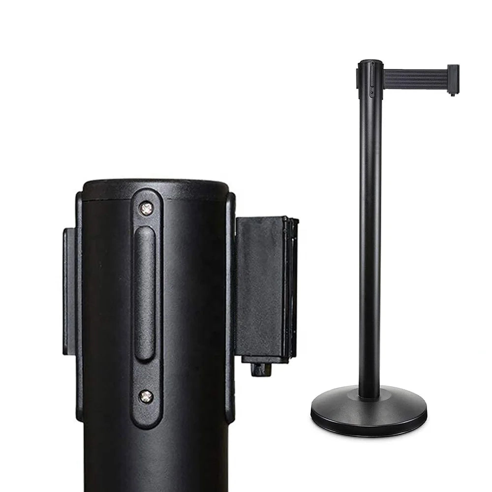Jinke Black HDPE Base Crowd Control Retractable Belt Stanchion Post Customised Metal Queue Line Barrier Stand Polished Finish 2m