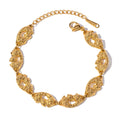 Vintage 18k Gold Plated Stainless Steel Bracelet Jewelry Volcano Pattern Irregular Geometric Bangles