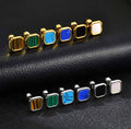 Stainless steel fashionable and simple square shell earrings for punk men gold trendy earrings wholesale