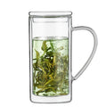 Custom Logo Double Wall Borosilicate Glass Tea Mug with Handle Double Wall Glass Cup with Lid