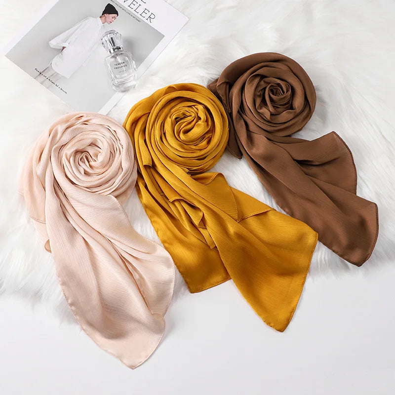 2026 Autumn and Winter New Style Malay Indonesia Natural Wrinkled Monochrome Long Scarf High Quality Breathable Women's Long